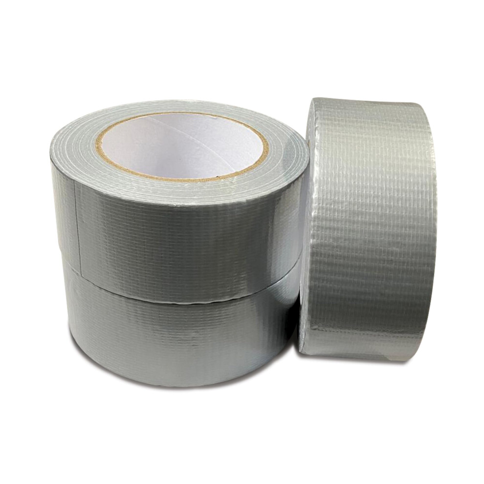 JeeJaan 3 Rolls of Silver Duct Tape 50mm x 50m Heavy Duty Waterproof Gaffa Tape for Electrical Plumbing Use Strong Adhesive Durable Ideal for