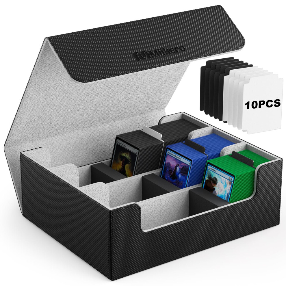 Mlikero Card Deck Case for Trading Cards 1800+, Leather Magnetic Closure Commander Storage Box Magic Card Protectors Fit for YuGiOh, MTG and Sport Car