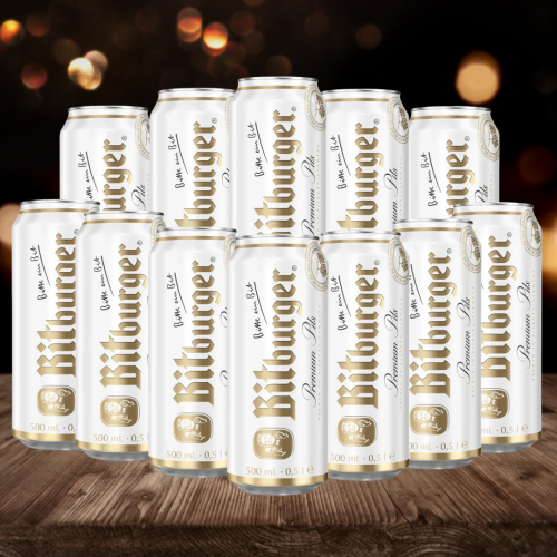 Bitburger Pilsner Premium German Lager 500ml Cans - 4.8% ABV (12 Pack)
