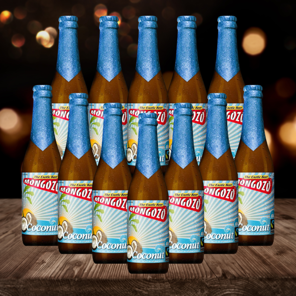 Mongozo Coconut Beer 330Ml Bottles - 3.6% Abv, 12 Pack, Fairtrade Belgian Fruit Beer With Creamy Coconut White