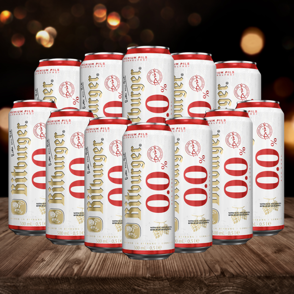 Bitburger Drive Alcohol Free German Pilsner 500Ml Cans - 0.0% Abv (12 Pack)