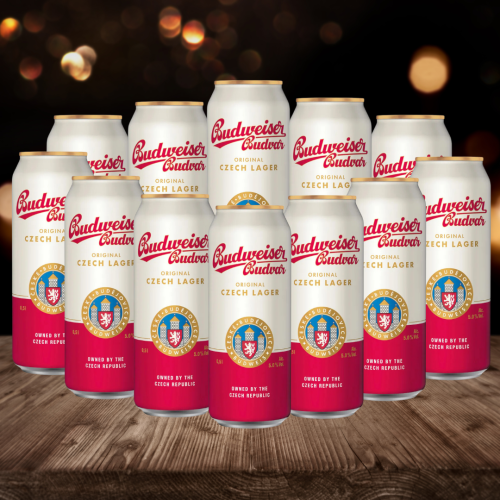 Budweiser Budvar Czech Lager 500ml Cans - 5% ABV (12 Pack)