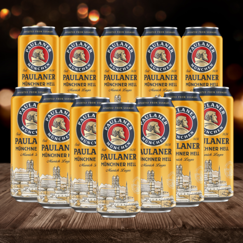 Paulaner Munchner Hell Premium German Lager 500ml Cans ? 4.9% ABV (12 Pack)