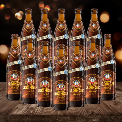 Erdinger Dunkel Dark German Wheat Beer 500ml Bottles - 5.3% ABV (12 Pack)