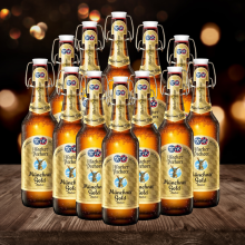 Hacker Pschorr M?nchner Gold German Helles Lager 500ml Bottles - 5.5% ABV (12 Pack)