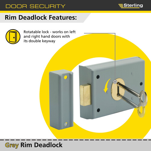 SRL001 101mm x 76mm Grey Rim Deadlock, 4" x 3" 1