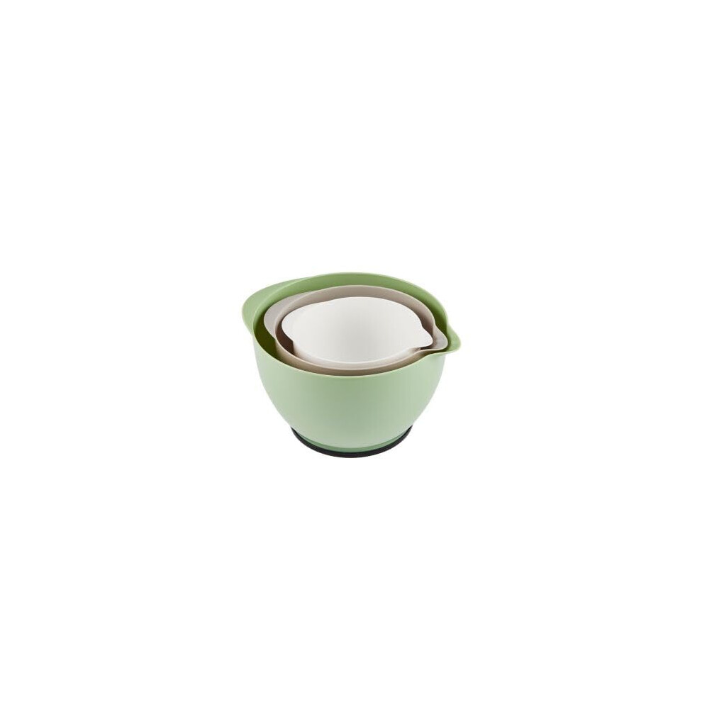 3 Nesting Lidded Bowls 1.2L, 2L and 3.4L Non-Slip Base with Easy Pour spout Microwave, Freezer and Dishwasher Safe