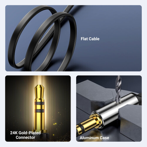 Cavo piatto AUX audio mini jack da 3,5 mm 2 m argento 2