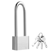 Long Shackle Padlock With Keys - Outdoor Weatherproof Stainless Steel Heavy Duty Keyed Alike for Shed, Gym, School Lockers, Garage Door - 30mm, Silver