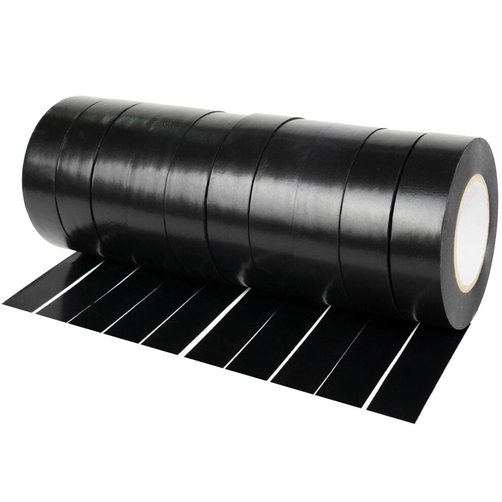 Black Electrical Insulation Tape 10 Pack 19Mm X 20M, For Insulating, Repair Loose And Broken Wires 738633521806