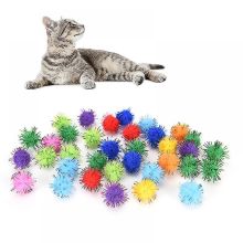 100 peças de bolas de pompom com glitter, pequenas bolas de pompom, brinquedos para gatinhos, suprimentos para animais de estimação