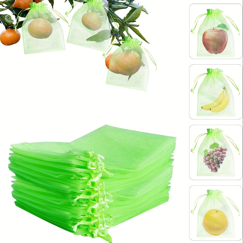 100pcs, Fruit Protect Bags, 15 x 20cm Fruit Tree Net Bags Fruit Cover Mesh Bag with Drawstring Net Barrier Bags for Plants Fruits Flowers-image-OPC-PH8Q77H-NEW