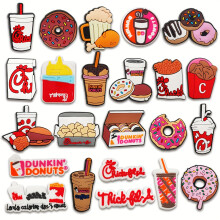 23pcs Cute Food Coffee Donuts Shoe Charms For Crocs Unisex Gifts Accessories Shoe Charm For Clogs Sandals Decorations