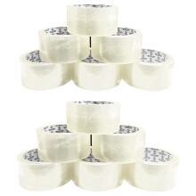 Heavy Duty Strong Packaging Tape, Great For Packing, Shipping & Moving, 12 Rolls (48mm x 66m) For Industrial and House Hold Uses (Clear)