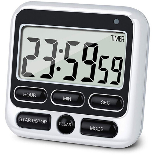 (Black/White, 8x7.8x2CM) Multifunctional Solid State Electronic Stopwatch, Kitchen Stopwatch, Digital Stopwatch