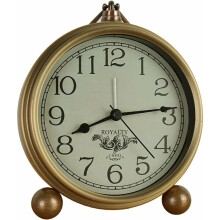 Gold Table Clock, Retro Vintage Non-Ticking Table Desk Alarm Clock Battery Operated Silent Quartz Movement HD Glass for Bedroom Living Room Home Decor