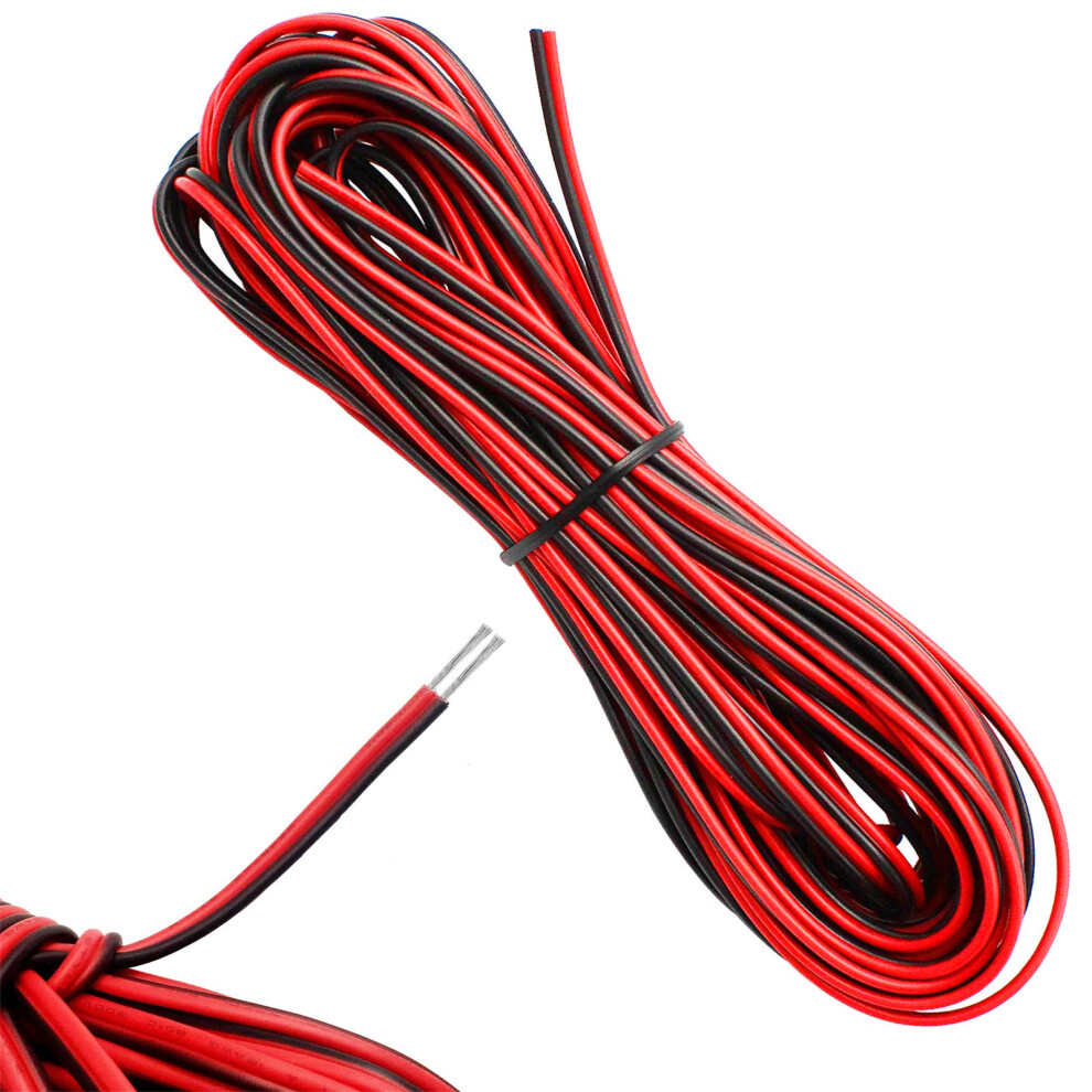 10 Meter 22AWG Electrical Wire 2 Core Black Red Wire Cable 22 Gauge Flexible Extension Cable Tinned Copper Wire for Led Strip Light Single,