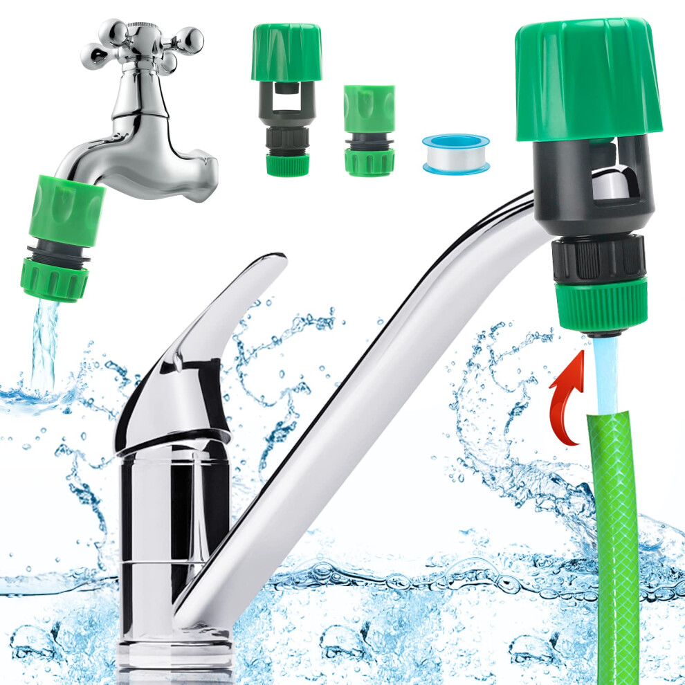 2 Pack Kitchen Tap Hose Connector, Mixer Tap Hose Connector, Universal Hose Pipe Connector to Tap, Hose Adapter for Kitchen and Garden Tap, Hose Pipe