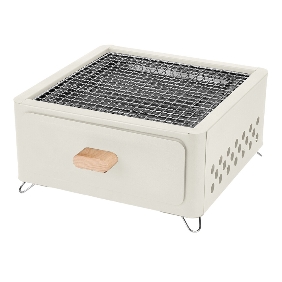 (White) Portable Metal BBQ Grill & Tea Stove with Foldable Legs