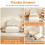 Single Upholstered Bed with 2 Storage Drawers, Petal Headboard, Beige 5