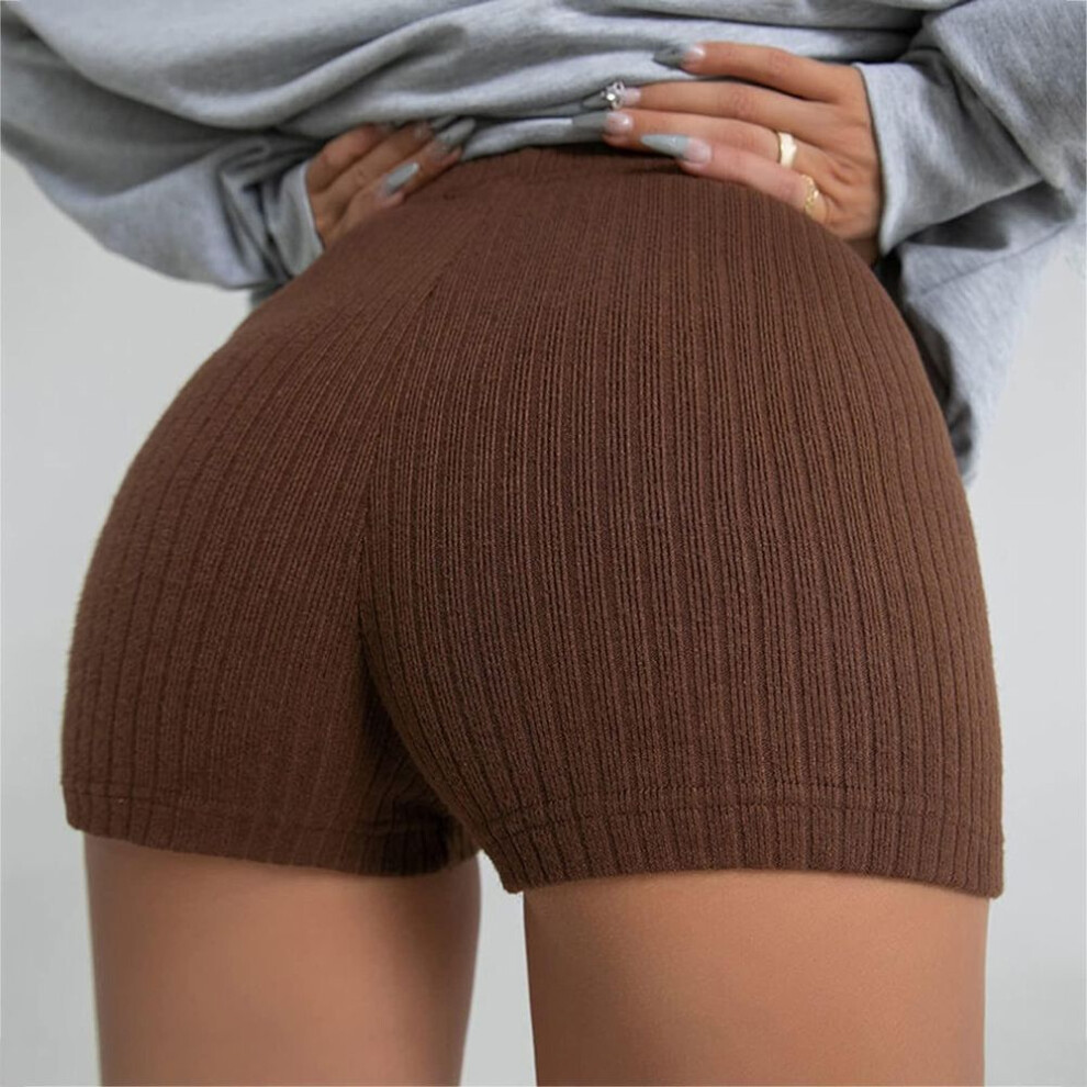 (coffee, XL) Women's High Waist Tight Thin Pants Sports Hot Pants Yoga Pants Womens Yoga Shorts