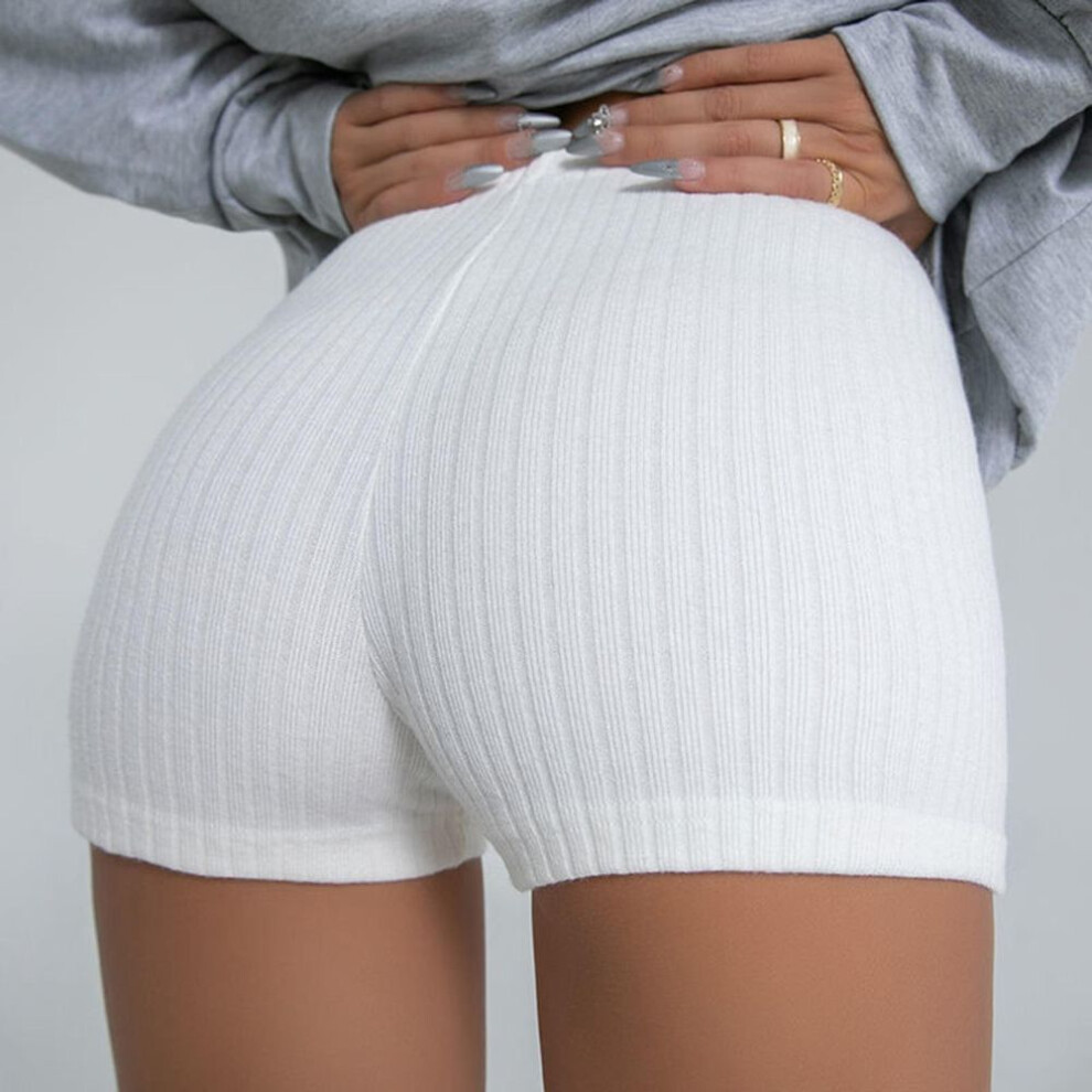 (white, M) Women's High Waist Tight Thin Pants Sports Hot Pants Yoga Pants Womens Yoga Shorts