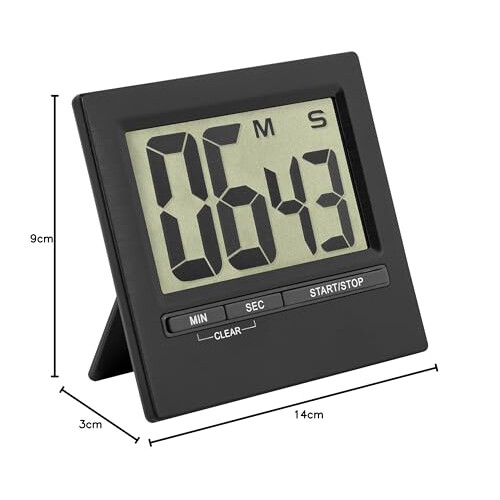 Dostmann 38.2013.01 Electronic Timer and Stopwatch with Large Display Front Black Aluminium 2
