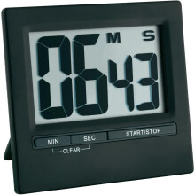 Dostmann 38.2013.01 Electronic Timer and Stopwatch with Large Display Front Black Aluminium