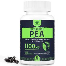 Liposomal Palmitoylethanolamide (Pea) 1100mg with Luteolin, Micronized Pea - High Purity, Super Absorption and Optimal Effectiveness, 60 Softgels