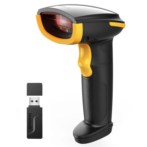 Barcode Scanner Wireless, Bluetooth Laser Bar Code Scanner, 1D Handheld USB Wired Barcode Reader, 1 Charge for 3 Months Use, Support APP & SDK,