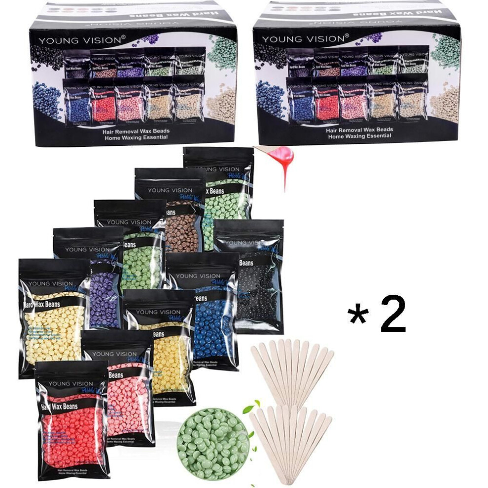 Young Vision Rosin-free Hard Wax Beads For Hair Removal - 10 Colors Hard Wax Beans Pack, Bulk Wax Pearls For Home Brazilian, Bikini, Facial