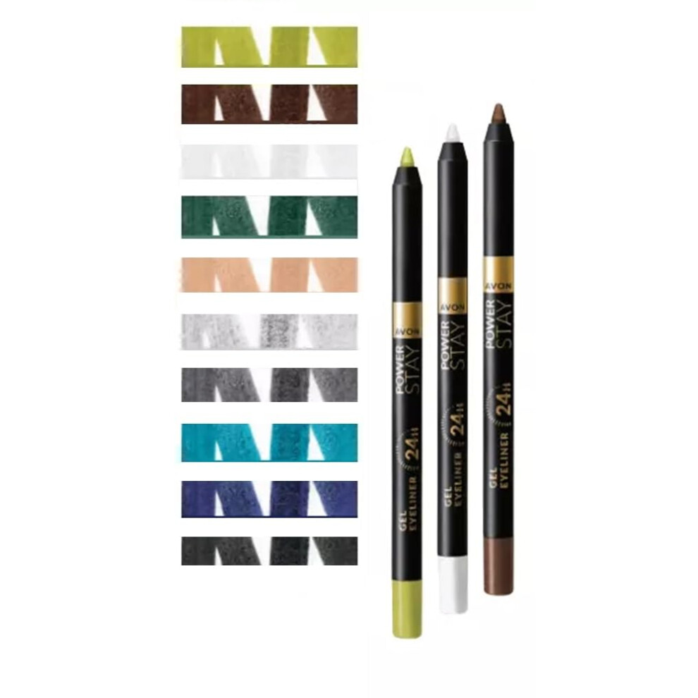 2 x Avon Powerstay Power Stay Creamy Big Gel Paint Pencil Liner Eyeliner (Silver Shimmer)