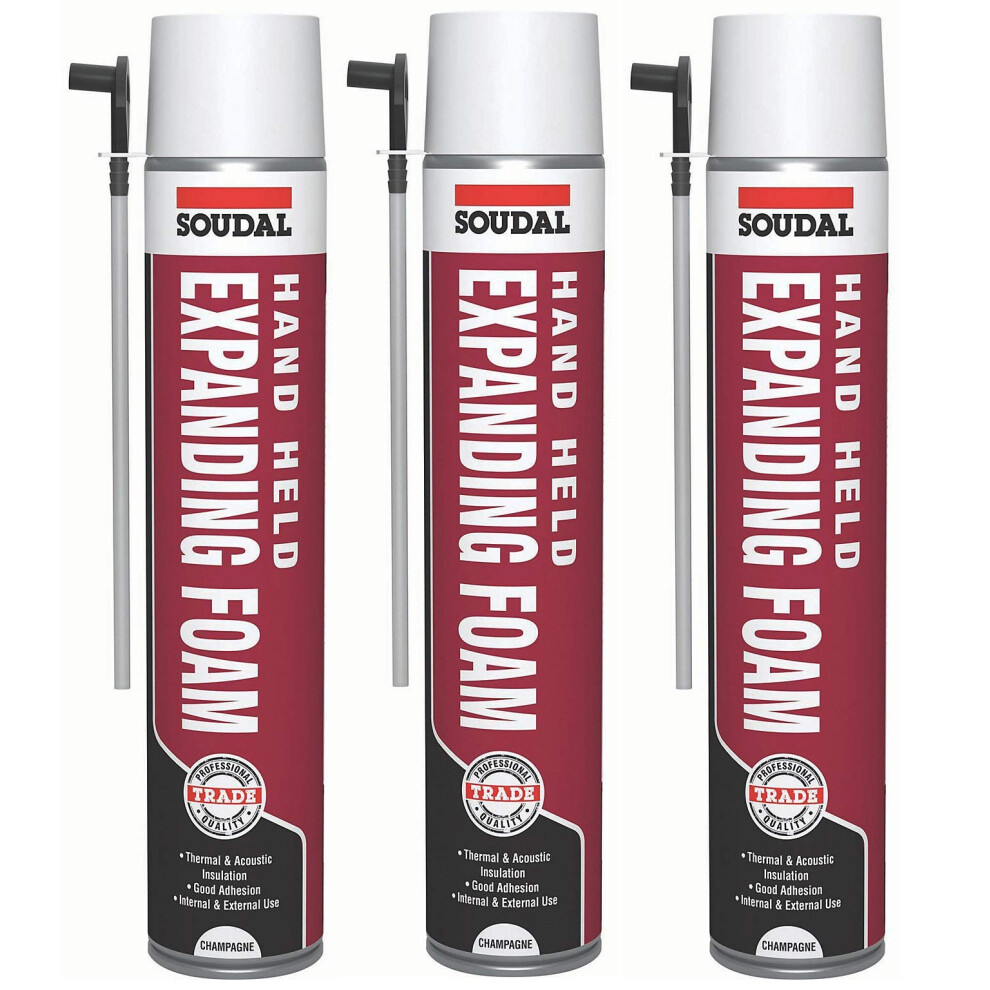 2 x Soudal Handheld Trade Expanding Gap Filler Foam, Champagne, 750ML - Image 12