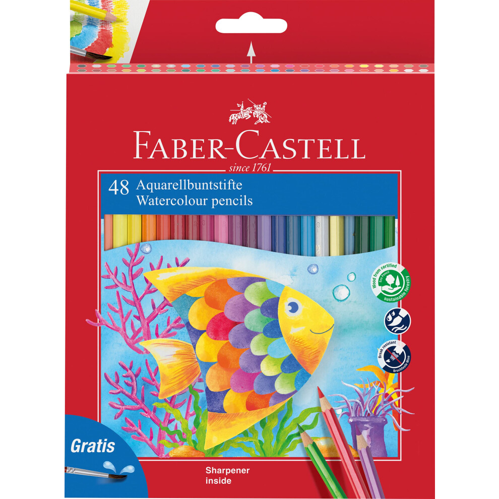 Faber-Castell Watercolour Pencil + Brush Box - 48 Pencils
