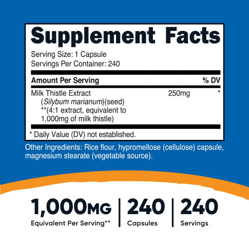 Nutricost, Mariendistel, 1.000 mg, 240 Kapseln 1