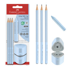 Grip 580074 Pencil Set with Sharpener and Eraser 5-Piece Writing Set Sky Blue