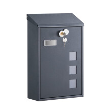 Post Box, Wall Mounted Letterbox, Mailbox, Copper Lock Cylinder with Swivel Cap, Viewing Windows, Nameplate, Easy to Install, 11.5 x 25.5 x 39.5 cm,