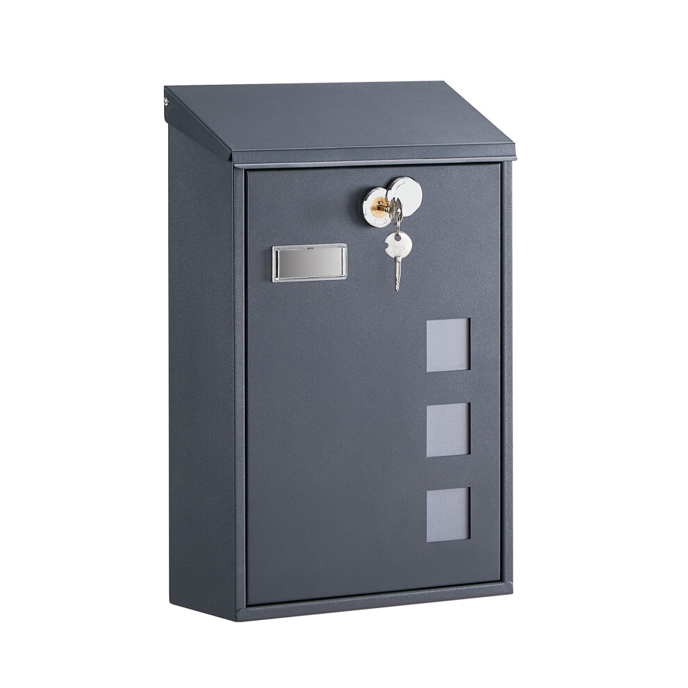 Post Box, Wall Mounted Letterbox, Mailbox, Copper Lock Cylinder With Swivel Cap, Viewing Windows, Nameplate, Easy To Install, 11.5 X 25.5 X 39.5 Cm, 194343044842