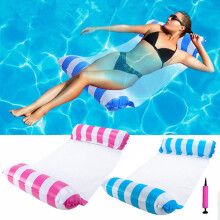 2Pack Inflatable Pool Floats Hammock, 4-in-1 Multi-Purpose Inflatable Hammock with Manual Air Pump for Pool Lake Beach, Pool Inflatables for Adults