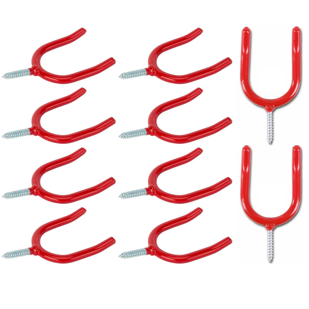 Sisi Uk Tool Storage Shed Garage Hook Plastic Coated - Red (Pack 10) 5060184217941