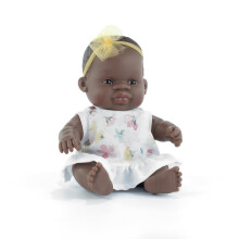 Miniland Bambola Africana 8 1/4 pollici in sacchetto. Prodotto in Spagna con profumo di vaniglia. Anatomica.