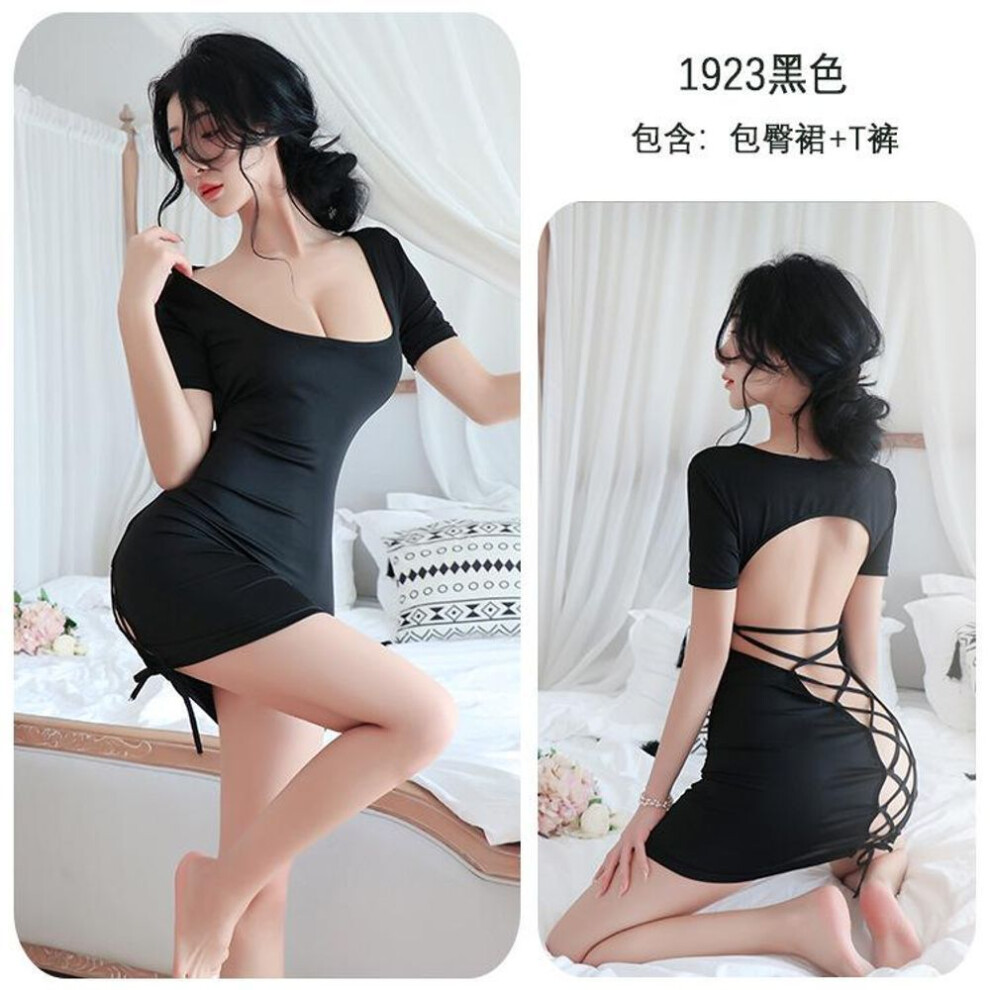 Black (, Average Size (80-62.5 Kg)) Sexy Sexy Uniform Seduction Nightclub Secretary Hot Bed Passion Pajamas