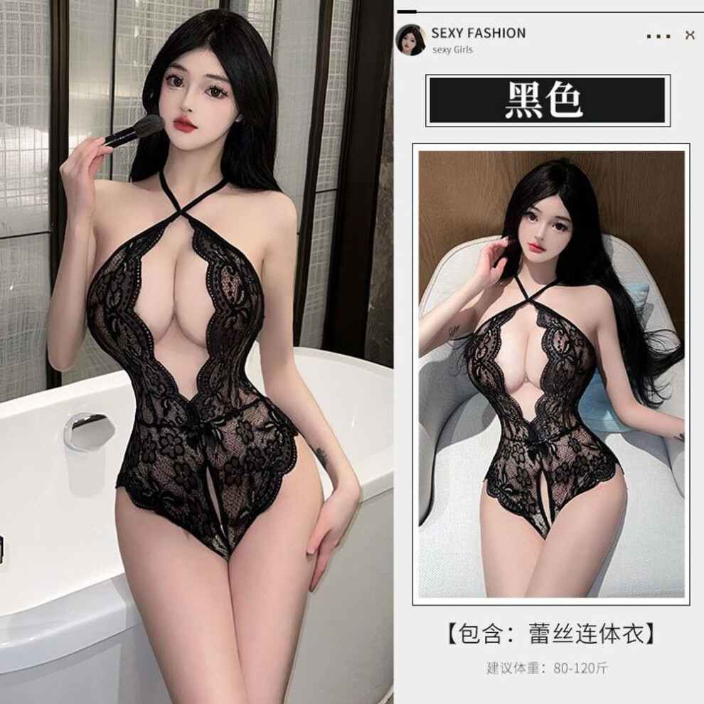 (black, one size fits all) Sex lingerie sexy suspender lace seduction suit women's hot passion no-take one-piece pajamas