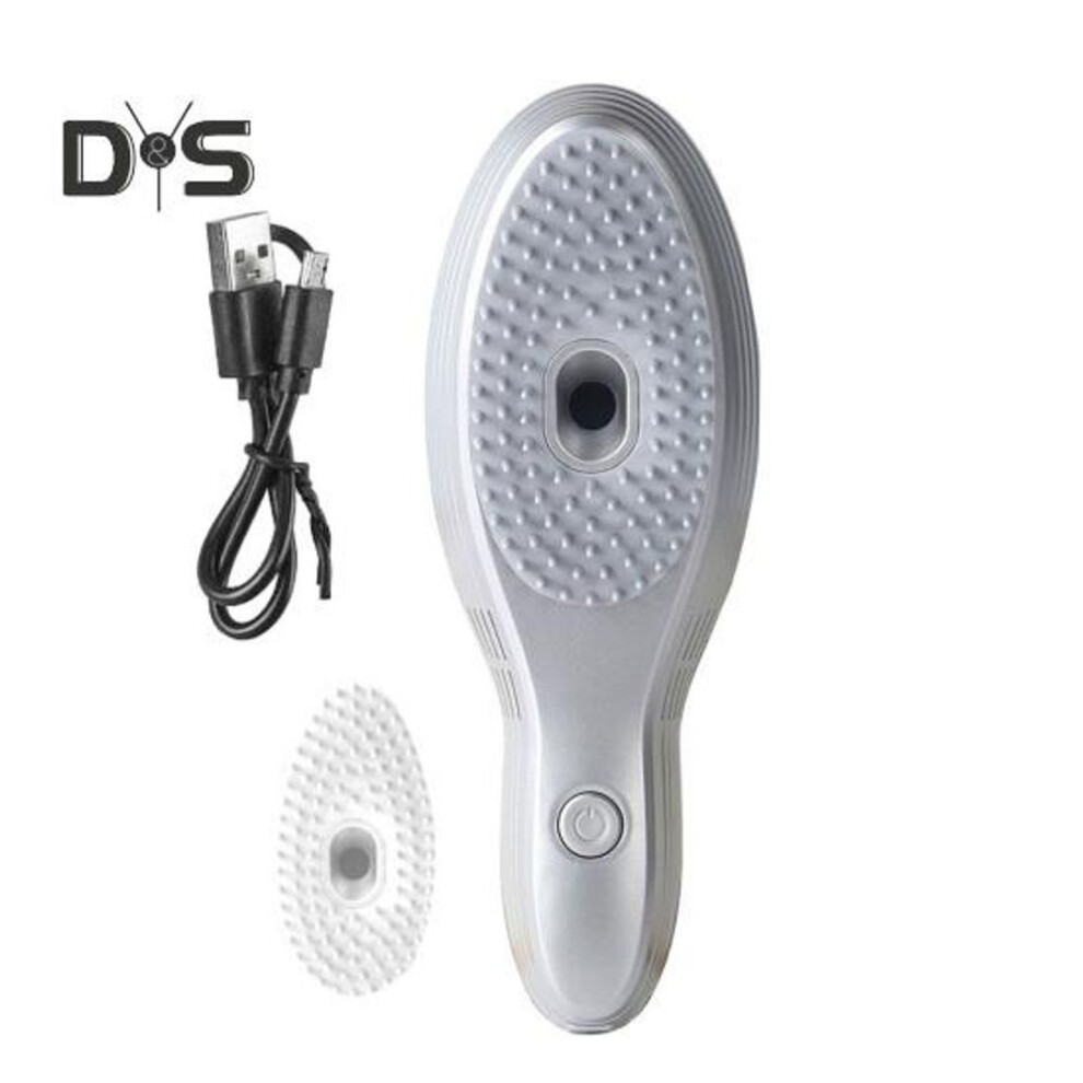 (grey) Electric Hair Styling Brush Vacuum Dander Remover & Volumizing Comb with Scalp Massage Type-C Fast Charge Portable Hair Care Tool
