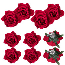 Outus Hair Clip 8 pezzi rose rosa pin di capelli in tessuto Fiori di rosa Clip per capelli medio per donna Accessori per feste di nozze