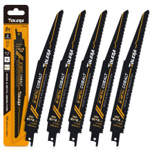 Metal Wood Demolition Reciprocating Saw Accessories 225mm 8+10TPI for Steel Pipe Cutting, Drywall, Chipboard, Glass Fiber-Reinforce Plastic and