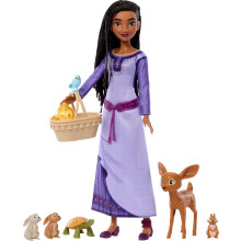 Disney Wish Woodland Animals of Rosas Playset - Asha 28cm Doll with 8 Figures & Accessories
