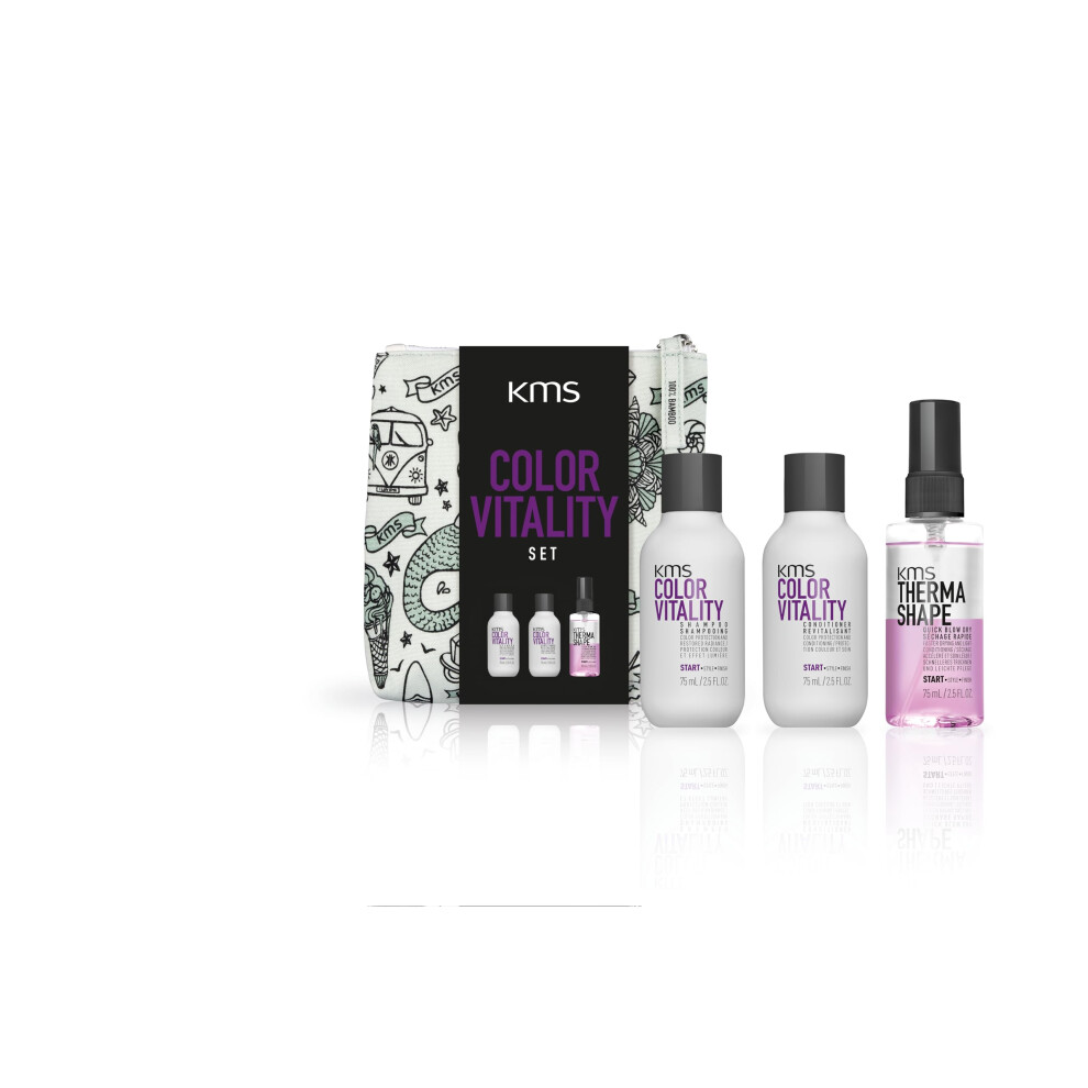 Color Vitality Travel Set with Shampoo 75ml, Conditioner 75ml, and Quick Blow Dry Spray 75ml