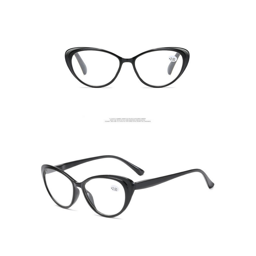 Black (, +100) Stylish Cateye Reading Glasses Spring Hinge Readers For Women