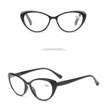 (Black, +200) Stylish Cateye Reading Glasses Spring Hinge Readers for Women